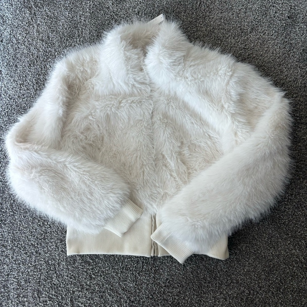 Urban Outfitters White Faux Fur Jacket